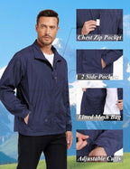 Mens Windbreaker Jackets Lightweight Packable Windproof for Casual Hiking Outdoor