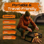 Folding Campfire Grill – Portable Over-Fire Grill with Food-Safe Coating, Heavy Duty Steel, Compact with Folding Legs - Camping, RV, Overlanding, Fire Pits