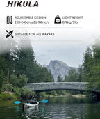 Adjustable Kayak Paddle with Carbon Shaft and PP Blade Available in 220-230/220-240/230-250cm Floating Lightweight Kayak Oars with Original Pattern