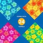 Kaufman - Colorful Hibiscus Beach Towels | 100% Cotton with Ends Hemmed | 30" x 60" | Colorful Soft & Absorbent Pool Towels for Adults and Kids | Fiber Reactive | 24 Pack