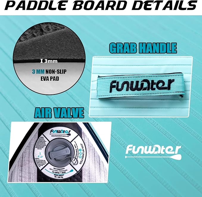 FunWater Inflatable Stand Up Paddle Board 10'/10'6"/11'/11'6" Paddle Board for Adults & Youth, Paddleboards Inflatable with Premium SUP Accessories, Wide Stable, Non-Slip Comfort Deck