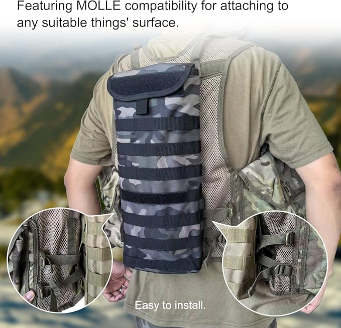 5L Hydration Pack, Water Backpack with 3L Water Bladder, MOLLE System for Outdoor Hiking, Biking, Running