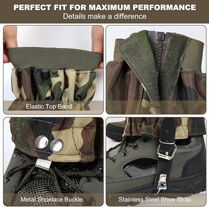 Snake Gaiters for Men Women Adjustable Waterproof Gators for Hiking Boots Lightweight Hunting Snake Guards for Lower Legs Snake Bite Proof Leggings Chaps