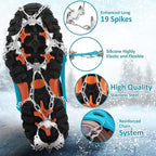 WIN.MAX Crampons for Shoes, Traction Cleats Ice Snow Grips with 19 Stainless Steel Spikes, Shoe Talons Anti - Slip Boots Spikes for Walking, Jogging, Climbing and Hiking