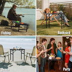 GARLLEN 2ft Folding Camping Table, 3 Adjustable Height Lightweight Picnic Table, Portable Aluminum Grill Table for Outdoor, Camping, Grill, Threaded Install, 23.6" L x 15.7" W, Black