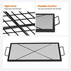 Onlyfire X-Marks Fire Pit Cooking Grate, Portable Rectangle Campfire Grill Grate with Handles, Heavy Duty Steel Campfire BBQ Grill for Outdoor, 36-Inch