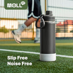 Kids Insulated Water Bottle-18 oz Stainless Steel Vacuum Wide Mouth Sports Flask with Silicone Boot-Reusable Metal Leak Proof Travel Water Bottle for Boys, BPA-Free(Navy)