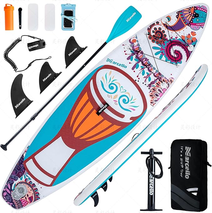 Paddle Board, Inflatable Stand Up Paddle Board，10.6'×33"×6" Ultra-Light SUP Board with Hand Pump, Leash, Repair Kit, Waterproof Phone Case and Backpack