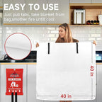 Fire Blanket Emergency for Home Kitchen - 40"x40" Fireproof Safety Protection Fiberglass Flame Retardant Blankets Survival Essential Kit for Outdoor Camping House Car Fireplace Grill BBQ - 2 Pack