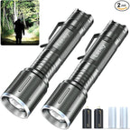 LETMY LED Flashlight 2 Pack - Super Bright Tactical Flashlights High Lumens - Zoomable, 5 Modes Flash Light, Waterproof Powerful Flashlights for Hurricane Home Emergency Camping Outdoor