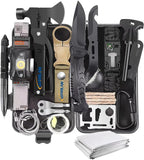 XUANLAN Emergency Survival Kit, Outdoor Survival Gear Tool with Survival Bracelet, Fire Starter, Whistle, Wood Cutter, Water Bottle Clip, Pen (29 in 1)