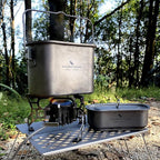 Boundless Voyage Titanium Mess Kit Hanging Pot Cup with Lid Folding Handles Outdoor Camping Cooking Set Ultralight Portable Tableware Cookware