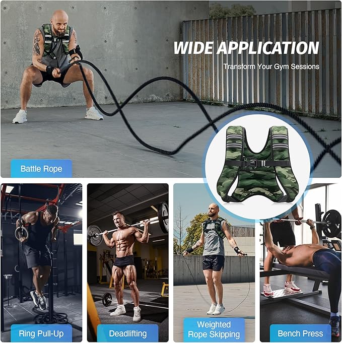 ZELUS Weighted Vest, 6lb/8lb/12lb/16lb/20lb/25lb/30lb Weight Vest with Reflective Stripe for Workout, Strength Training, Running, Fitness, Muscle Building, Weight Loss, Weightlifting