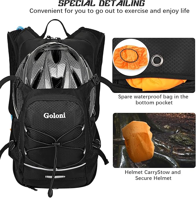 Hydration Backpack,Lightweight Hiking Backpack with 2L Water Bladder,Water Backpack for Biking, Running, Festival