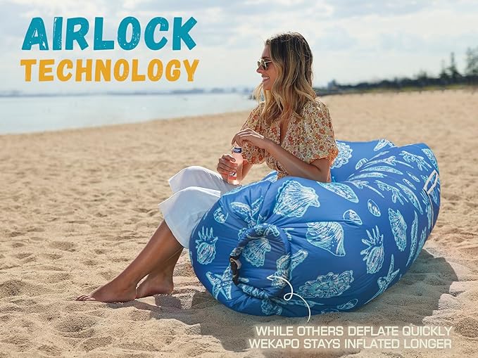 WEKAPO Inflatable Sun Lounger, Air Sofa, Hammock, Portable, Waterproof and Leak-Proof, Ideal for Backyard, Beach, Travel, Camping, Picnics and Music Festivals