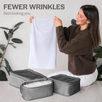 Compression Packing Cubes for Travel - Luggage Organizer Bags - Double Zipper Packing Cubes for Suitcases (6-Pack, Dark Grey)