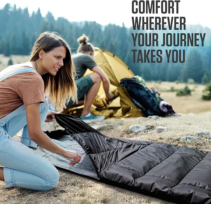 VENTURE 4TH Backpacking Sleeping Bag – XXL, Double and Single Sizes - Lightweight Warm & Cold Weather Sleeping Bags for Adults, Kids & Couples – Ideal for Hiking, Camping & Outdoor Adventures