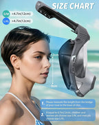 Full Face Snorkel Mask- Snorkeling Gear for Adults with Safe Dry Top Breathing System, Latest Foldable Panoramic View Snorkeling Mask for Men and Women, Anti Fog Anti Leak