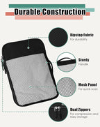 WTREE 4-Piece Packing Cubes Travel Accessories Set for Suitcases - Luggage Organizer Bags with Double Zipper - Mesh Top - Medium - Black