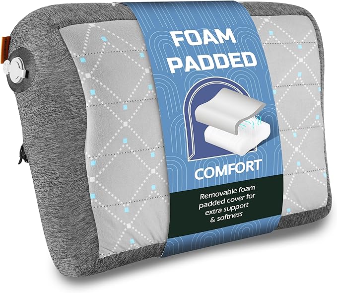 TREKOLOGY Premium Inflatable Camping Pillow with Removable Foam-Padded Case – Noise-Reducing, Ergonomic Design for Outdoor, Backpacking, and Air Travel ALUFT Pro