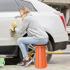 ALEVMOOM Portable Telescoping Collapsible Stool with Cushion & Bag, Retractable Folding Stool for Adults, Lightweight But Sturdy Capacity 440 lbs for Camping Fishing Hiking BBQ