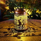 Rabbit Solar Lanterns Outdoor Waterproof Hanging Bunny Solar Lights Metal Decoration Outside for Yard,Patio,Porch, Pathway, Lawn, Garden Decor Lantern Birthday Gifts for Women Mom Grandma