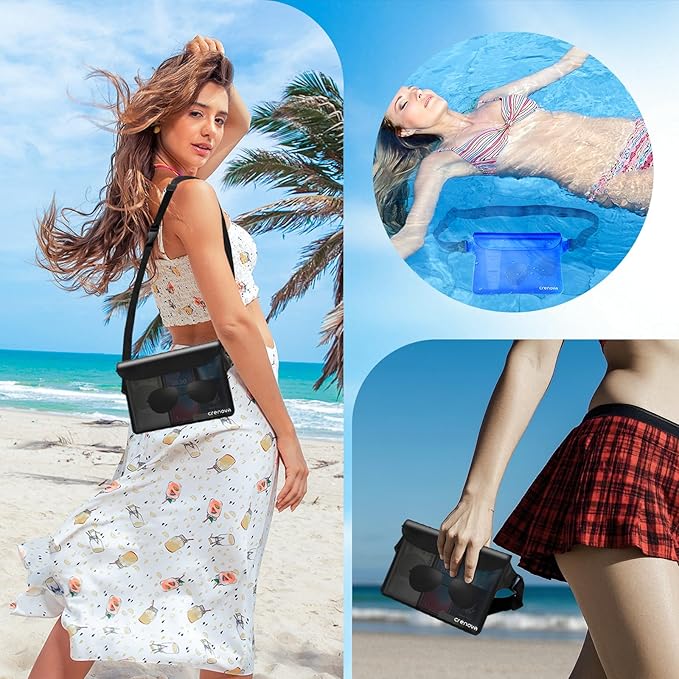Waterproof Bag Fanny Packs for Women, Cruise Vacation Essentials Waterproof Pouch for Phone Passport Purse, Floating Dry Bags for Beach Water Park Boating Fishing Diving Surfing Kayaking Accessories