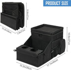 COOLBEBE Car Seat Organizer, Backseat Car Organizer with Cup Holders for Kids and Adults Travel, Cooler Compartment Passenger Seat Organizer Storage Box for Front or Middle Seat, Black