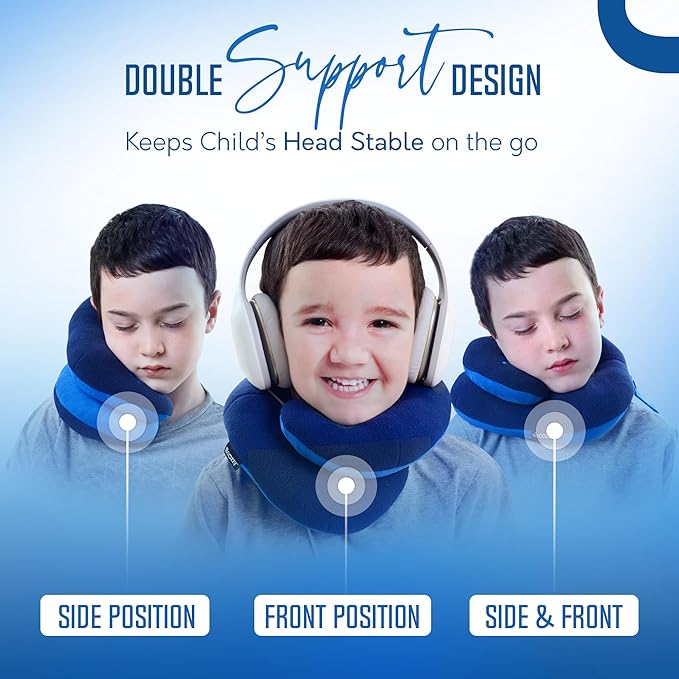 BCOZZY Kids Travel Neck Pillow (3-7 Y/O)- Patented Soft Toddler Pillow for Head & Chin Support in Car Seat, Airplane, and Road Trip Sleeping. Adjustable Size. Fully Washable. Carry Bag. Small, Hearts