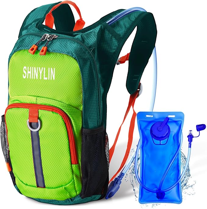 Kids Hydration Backpack with 1.5L Water Bladder Hiking Backpack Lightweight for Boys or Girls Children Biking Climbing Running Cycling