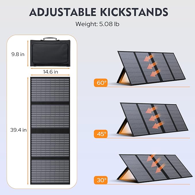 ENGINSTAR 60W Foldable Solar Panel Charger with 18V DC Outlet for Portable Power Stations EnginStar/Jackery/Rockpals/Flashfish, Portable Solar Generator with QC 3.0 for Outdoor Camping Van RV Trip