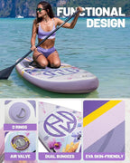 Inflatable Paddle Board 11 '* 34 "* 6" Extra Wide Sup Board, 420lb Capacity Paddle Board for Adults, Suitable for Sea and Lakes, 2+1Family Board