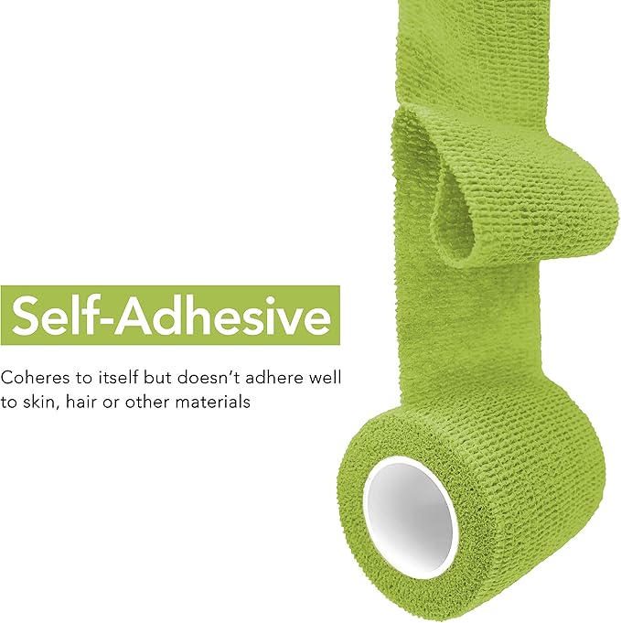 RISEN Cohesive Bandage 2” x 5 Yards, 6 Rolls, Self Adherent Wrap Medical Tape, Adhesive Flexible Breathable First Aid Gauze Ideal for Stretch Athletic
