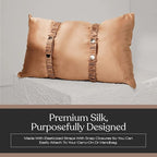 Lunya Washable Silk Travel Pillow – Soft Mulberry Silk Neck Pillow with Zipper Pillow Insert, Adjustable Fill, and Snap Straps – Travel Essential for Plane, Car, or Home - Hidden Nest - One Size