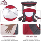 LET'S CAMP Camp Chair with Shade Canopy Folding Camping Chair with Cup Holder and Carry Bag for Outdoor Camping Hiking Beach, Heavy Duty 350 LBS
