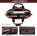 LEATHER VILLAGE 16" Leather Laptop Messenger Briefcase Bag for Men-Leather Satchel for Travel and Office Shoulder Bag-Red Brown