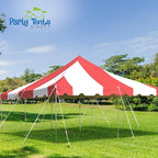 Party Tents Direct 20'x20' Weekender Standard Canopy Pole Tent - Easy Up Canopy Tent with 80 Person Capacity - Outdoor Canopies for Parties, Weddings, & Events (Red/White Top)