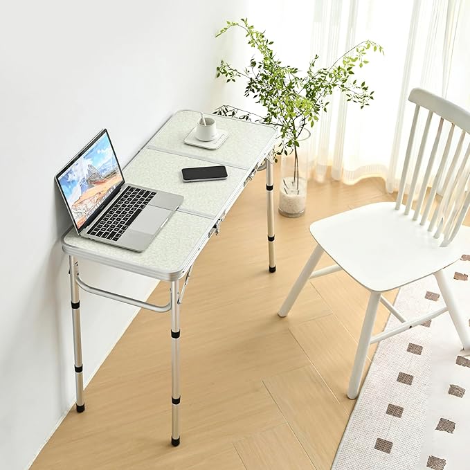 Folding Camping Table, 35''L x16''W Camp Aluminum Table with Adjustable Height Legs, Indoor Outdoor Lightweight Portable Folding Dining Table for Camp Picnic Beach Cooking 3Ft（3 Heights 10"/20"/27"）