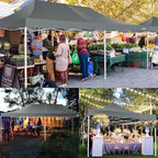 COBIZI 13x26 Pop up Canopy Tent 13x26 Canopy with 6 Sidewalls Waterproof Heavy Duty Commercial Canopy Tent for Parties Outdoor Tent Garden Gazebo Tent, Carry Bag with Wheel(13x26ft, Gray)