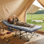 ABORON Camping Cot for Adult 28" Extra Wide, Heavy-Duty 1200D Oxford Cot for Sleeping, Portable Folding Camp Bed with Mat & Carry Bag