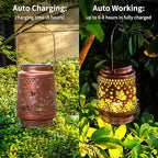 Solar Lanterns Outdoor Waterproof, AOSITE 2 Pack Butterfly Hanging Solar Lights Lantern Metal LED Lanterns Outdoor Decorative Gifts for Women Men, Garden Decor Lantern for Patio Yard Front Porch