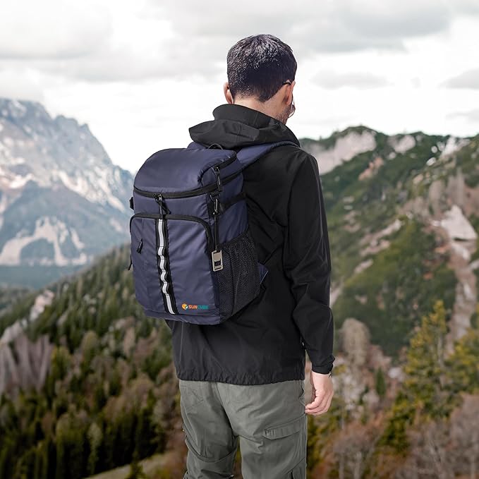 SUN CUBE Cooler Backpack 33 Can, Leakproof Insulated Backpack Cooler for Men Women, Camping Cooler Backpack for Beach Travel Hiking, Waterproof Lunch Backpack, Navy