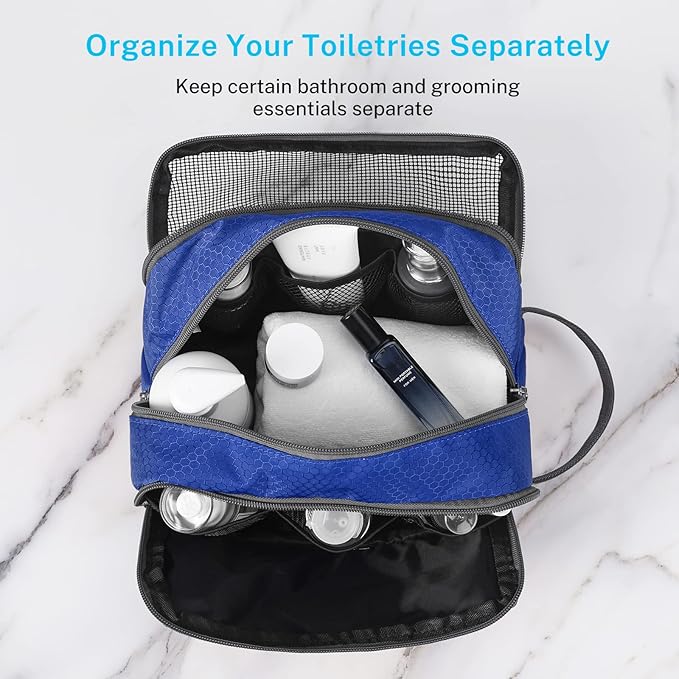 Gonex Travel Toiletry Bag Nylon, Shaving Bag Toiletry Organizer Blue