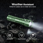 RECHOO LED Flashlight 2 Pack Green, Tactical Flashlights High Lumens with 3 Modes, Pocket Small Flash Light, Waterproof Zoomable Flashlights for Home Emergency, Camping Essentials (Battery Included)