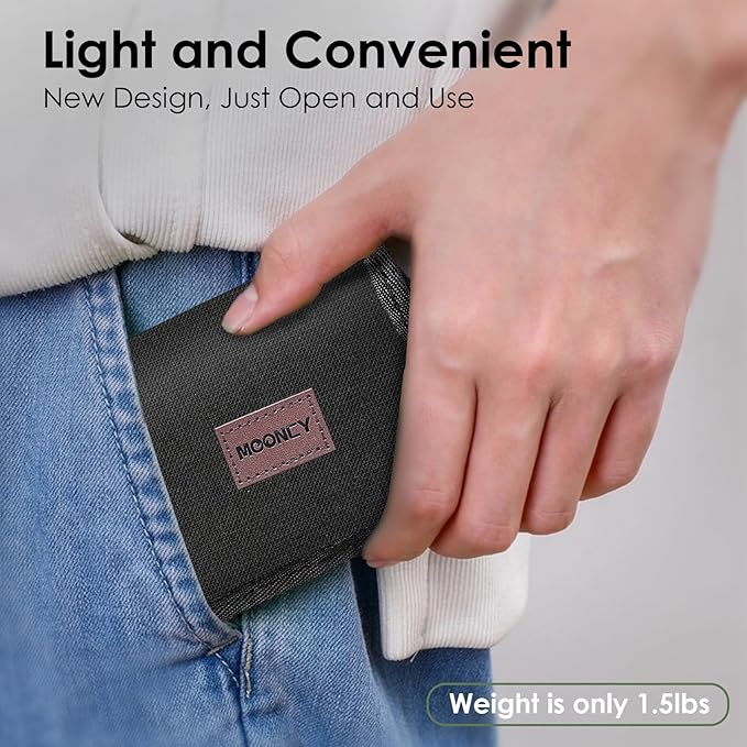 MOONCY Portable Stool, 13 Inch Small Folding Stool for Adults, Ultralight Black Camping Stools for Hiking and Fishing, Hold Up to 265 LBS