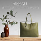 Italian Leather Tote Bag for Women - Large Shoulder Shopper, Fits 16” Laptop, Keychain Holder, Made in Italy