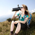 IDEUS Insulated Stainless Steel Water Bottle with 2 Leak-Proof Lids, Thermal Water Flask for Hiking Biking, 40oz, Black