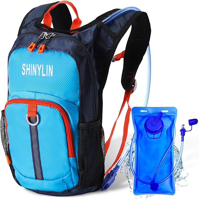 Kids Hydration Backpack with 1.5L Water Bladder Hiking Backpack Lightweight for Boys or Girls Children Biking Climbing Running Cycling