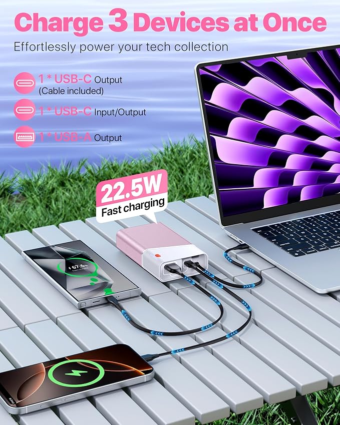 Portable Charger 20000mAh, 22.5W PD 3.0+QC 4.0 Super Fast Charging Power Bank, Cooler Aerospace Metal Case for iPhone 17 16 15 14, 13 Android, iPad, Samsung Google Tablet & More, Travel Essential