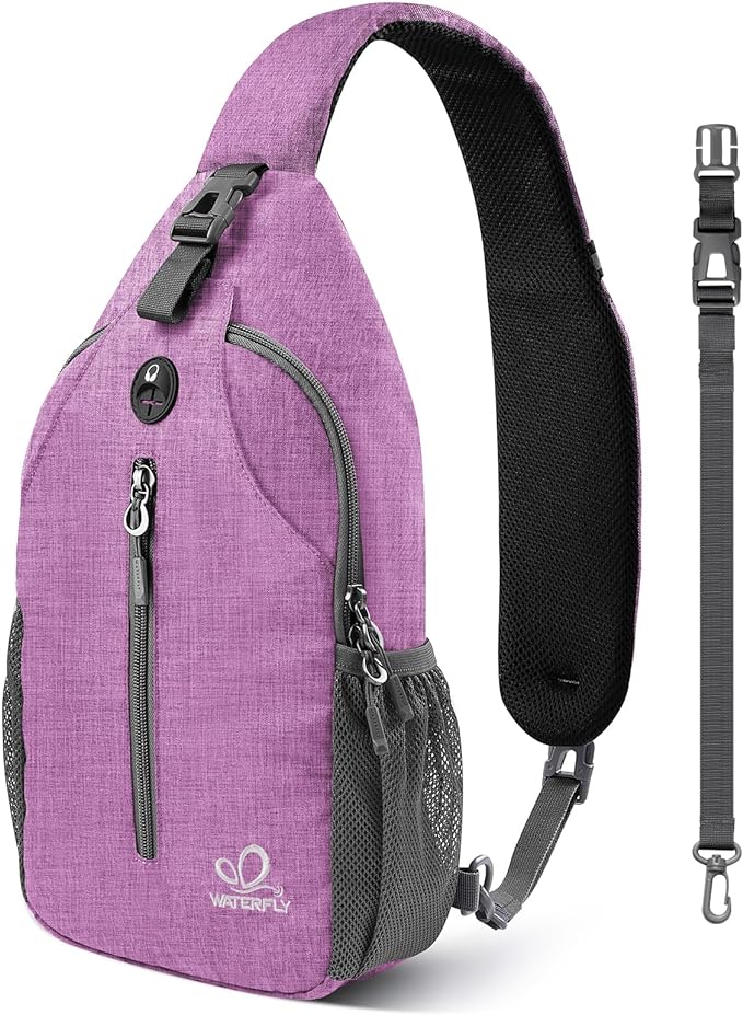 WATERFLY Small Hiking Sling Bag: Crossbody Sling Backpack Chest Bag Daypack for Men Women with Skin-Friendly Shoulder Strap